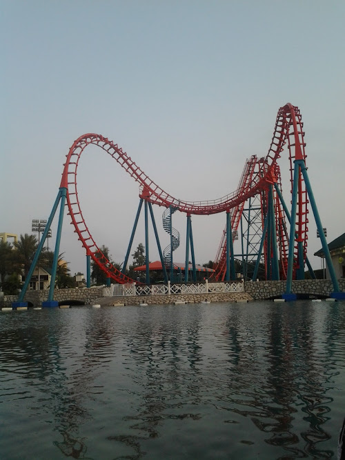Al Shallal Roller Coaster as seen from the Al Shallal Marine Lake