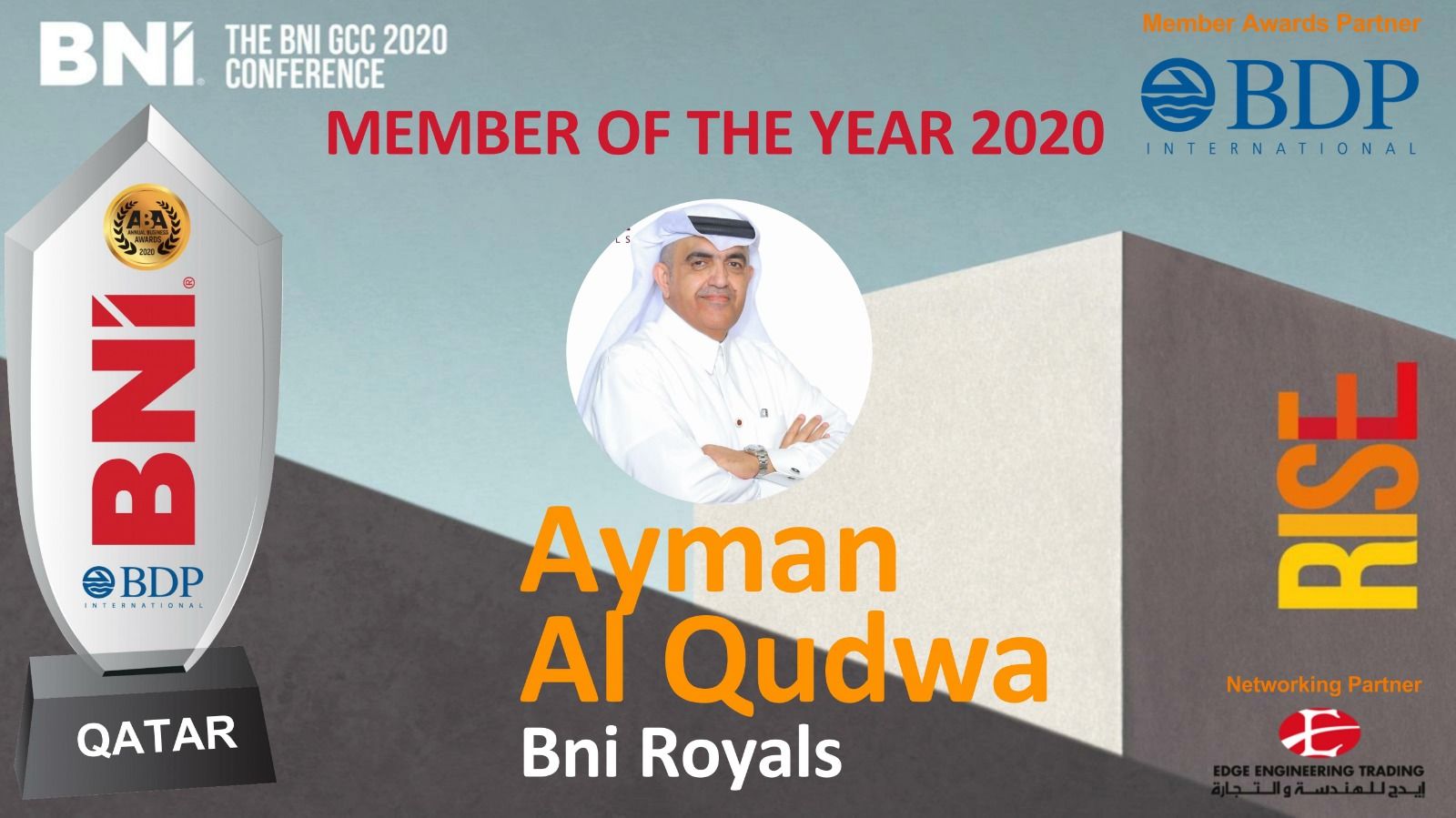 Ayman Al Qudwa - BNI Royals Member of the Year Award 2020